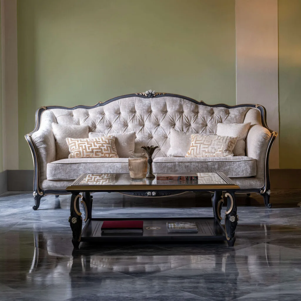 Luxury Fabric Sofa Set - Italian Design with Wood Carving 6 Luxury Sofa Set Online Wood Carving Italian Design 6