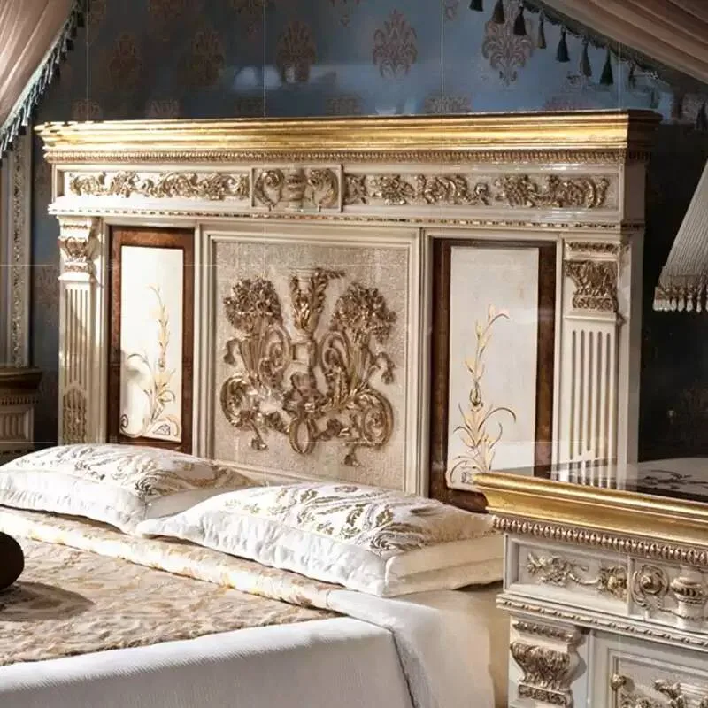 European Classical Solid Wood Carved Bed - Antique Finish 8 bed 4 1