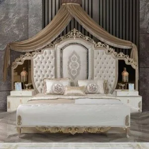 Elegant White Vintage King Bed Frames