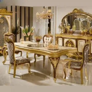 Luxurious Classical Rectangular Dining Table | Hand-Carved Solid Wood
