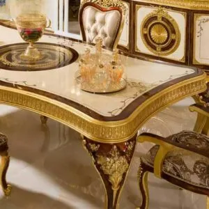 Luxurious Classical Rectangular Dining Table | Hand-Carved Solid Wood