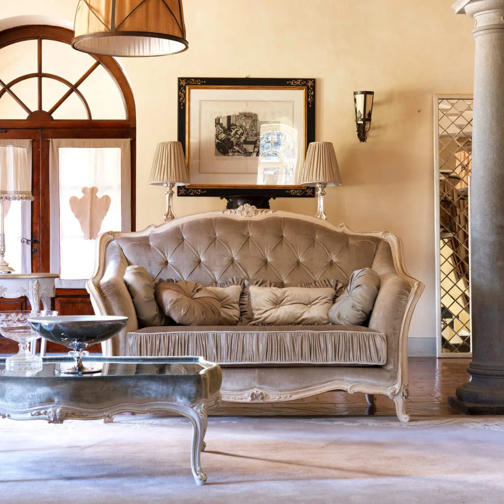 Luxury Fabric Sofa Set - Italian Design with Wood Carving 8 Luxury Fabric Sofa Set - Italian Design with Wood Carving