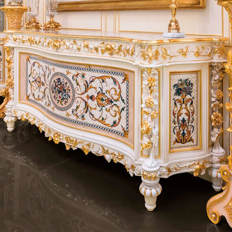 Handcrafted Wooden Carved Console Tables 8 white and gold console table 3