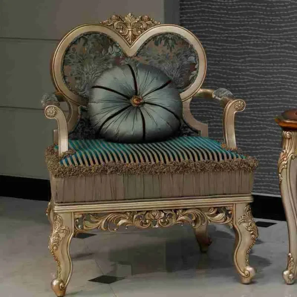 Stylish Hand-Carved Single Wood Sofa Chairs - Image 4