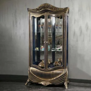 Elegant Antique Glass Display Cabinet with Double Doors