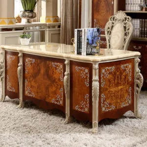 Elegant Handcrafted Marble Desk with Drawers - A Statement of Style and Function