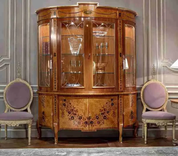 Glamorous Art Deco Display Cabinets - Hand-Carved Elegance