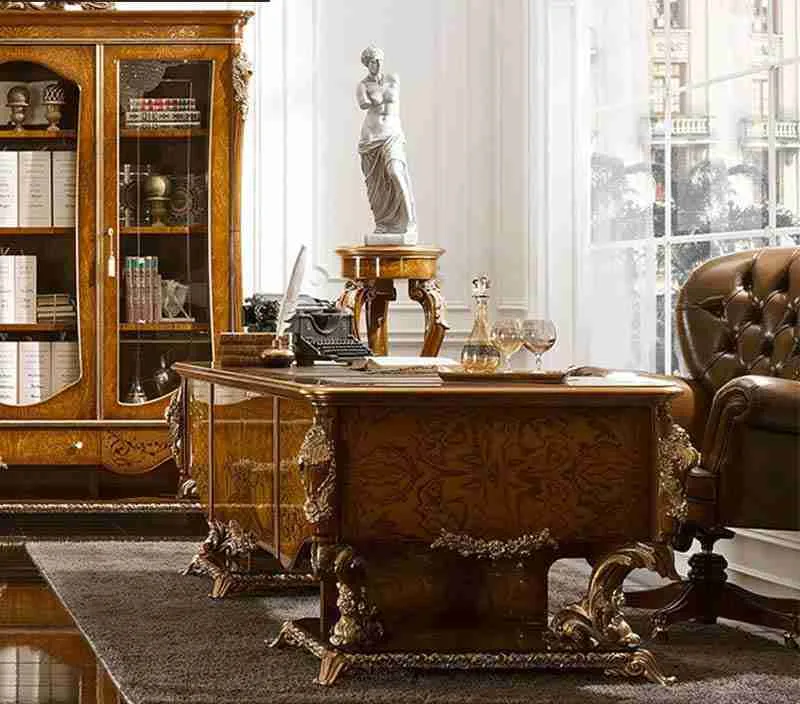 Handcrafted Wooden Desk: Quality Meets Elegance 6 Luxury office desk and chair set 1 1.jpg