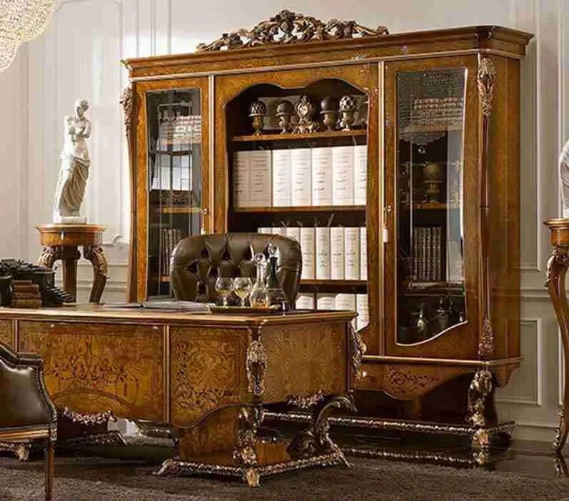 Handcrafted Wooden Desk: Quality Meets Elegance 7 Luxury office desk and chair set 3 1.jpg