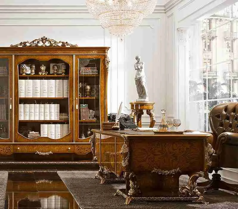Handcrafted Wooden Desk: Quality Meets Elegance 8 Luxury office desk and chair set 4.jpg