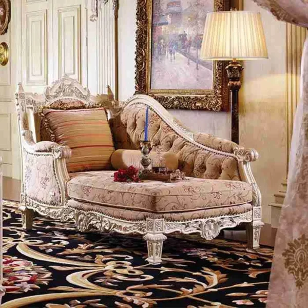 Elegant Indoor Chaise Lounge Chairs - Hand-Carved Hardwood
