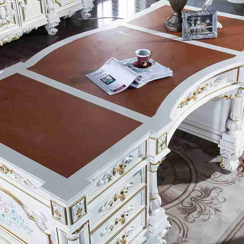 Hand-Carved and Hand-Painted White Desks 11 Luxury white office desk with drawer 1.jpg