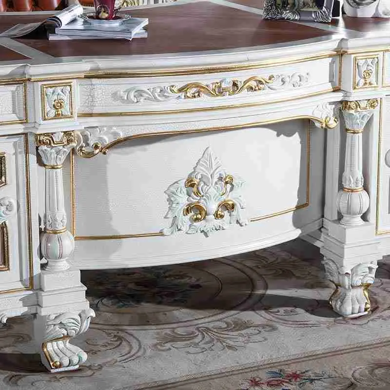 Hand-Carved and Hand-Painted White Desks 10 Luxury white office desk with drawer 2.jpg