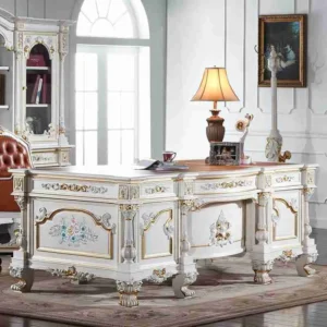 Hand-Carved and Hand-Painted White Desks