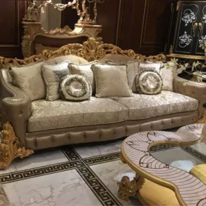 Artisan Wood Frame Couch - Handcrafted Elegance