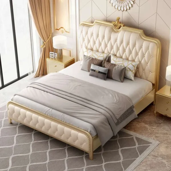 Elegant Queen Leather Bed Frame - Image 3