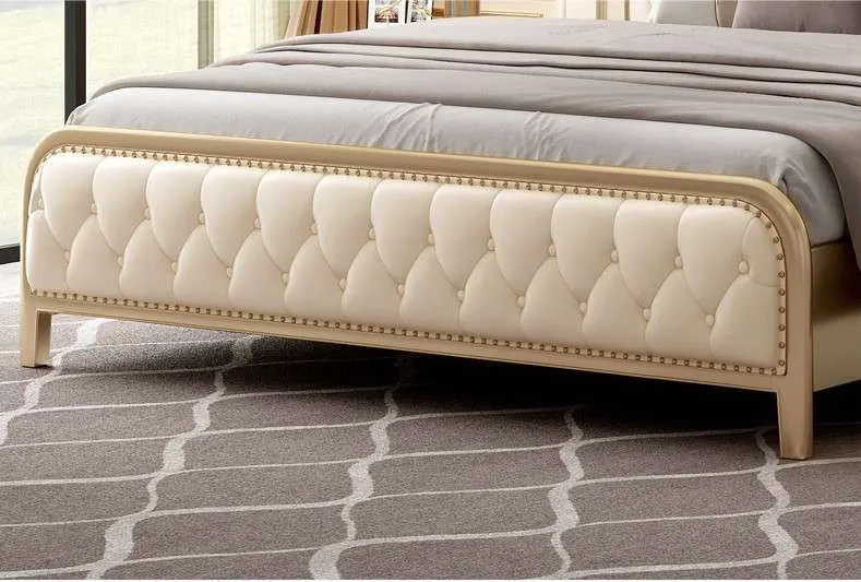 Elegant Queen Leather Bed Frame 9 luxury solid wood wedding bed 5.jpg