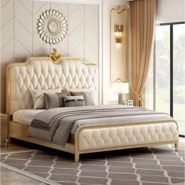 Elegant Queen Leather Bed Frame - Image 2