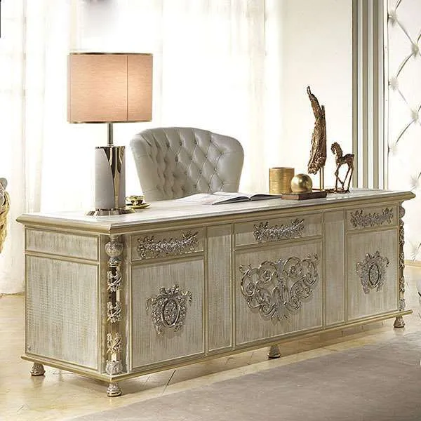 Customize Your Classic Wood Desk with Hand-Carved and Gold Leaf Designs 5 Custom Classic Wood Desk: Hand-Carved & Gold Leaf