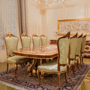 Elegant Hand-Carved Custom 10 Seater Wood Dining Table Design