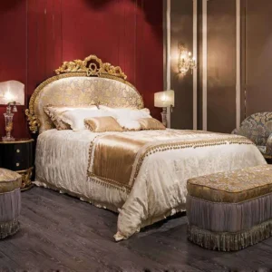 Luxury custom carved wood bed with fabric headboard 4.jpg