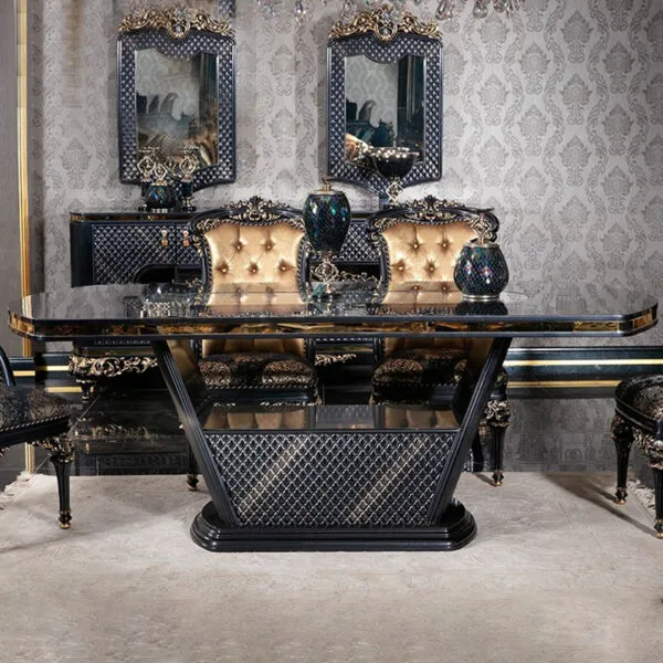 Rustic Black Dining Table Set | Customizable 8-Seater - Image 2