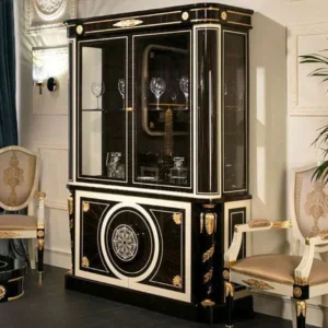 Home 56 Luxury Black Wooden Display Case – Hand-Carved & Customizable