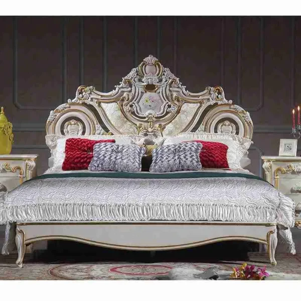 Vintage Rococo Bed Frame with Custom Hand-Carved Detailing - Image 2