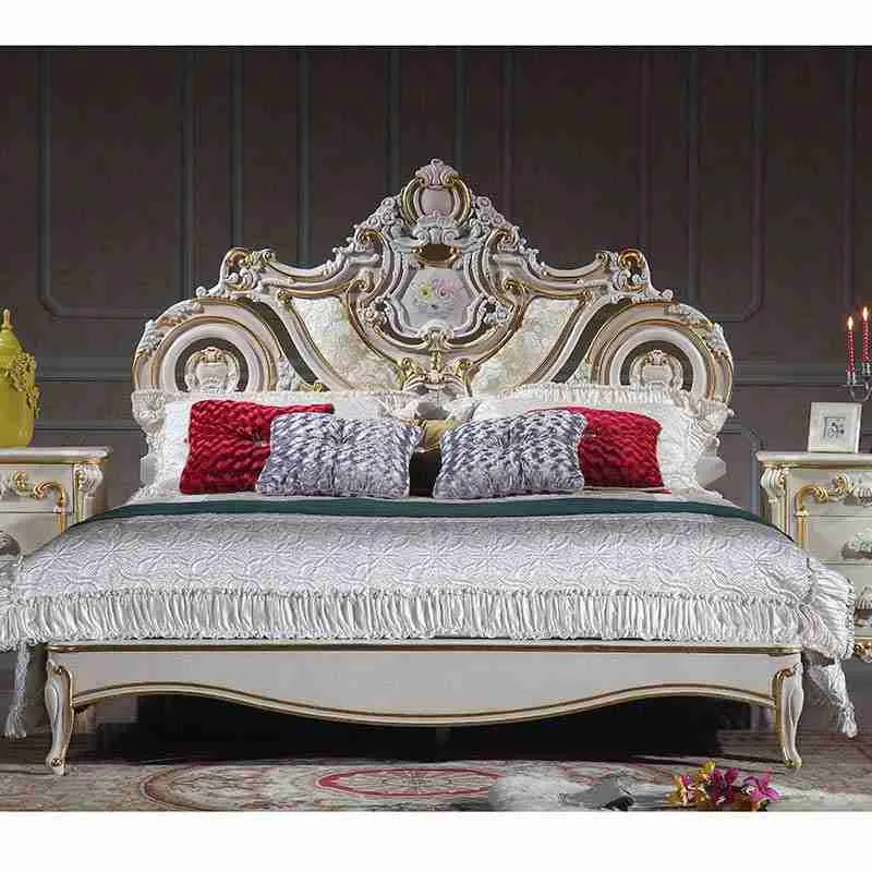 Vintage Rococo Bed Frame with Custom Hand-Carved Detailing 8 Luxury white french bed frame 1.jpg