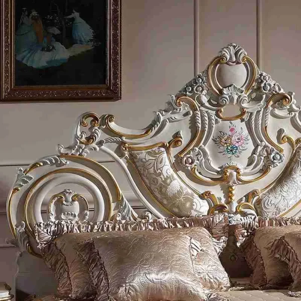 Vintage Rococo Bed Frame with Custom Hand-Carved Detailing - Image 3
