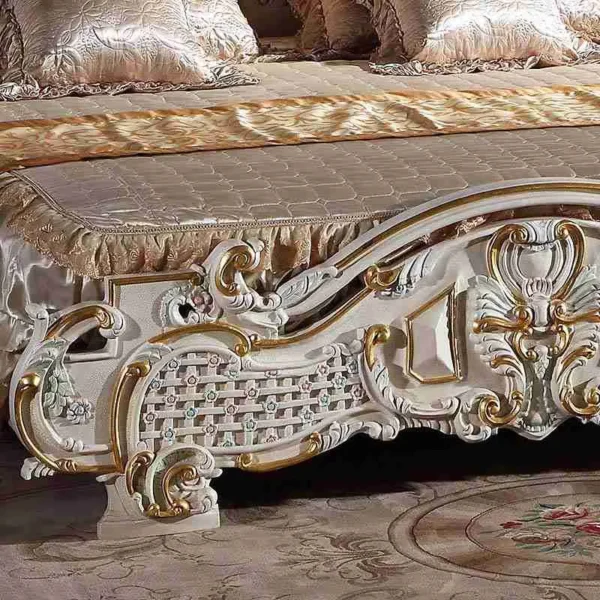 Vintage Rococo Bed Frame with Custom Hand-Carved Detailing - Image 4