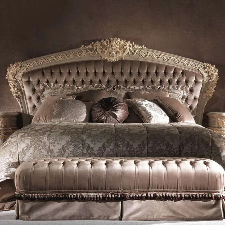 Custom Vintage Wooden King Bed Frame | Hand-Carved Elegance 6 grey fabric bed frame 4.jpg